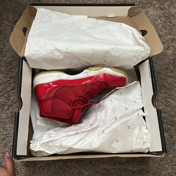 Selling these Jordan 11 red sneakers in fair condition. - Picture 9 of 9